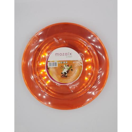 Plato Plastico Redondo Extra Rigido Naranja 19cm (10 Uds)