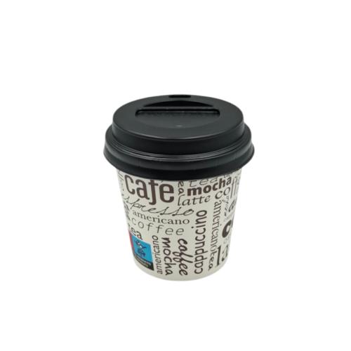 VASO CARTÓN LETRAS 120ML + TAPA NEGRA 100 UDS 1