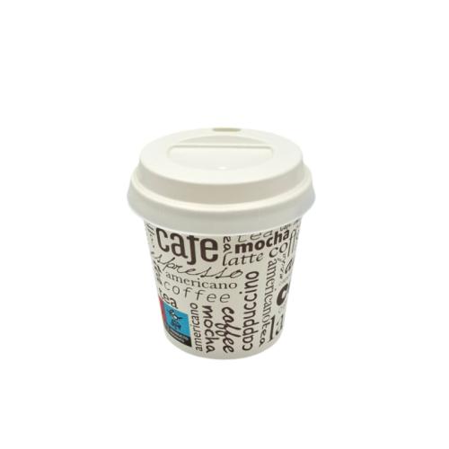 VASO CARTÓN LETRAS 120ML + TAPA BLANCA 100 UDS 1