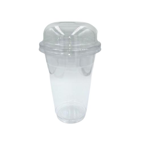 PACK VASO GRANIZADO 500ml. + TAPA SEMICUPULA CON AGUJERO 95mm.PET 50u. 1