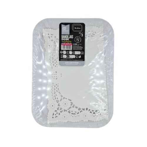 BANDEJAS CON BLONDA. BLANCAS. 18X24CM. (3u. X 12paq.) 1