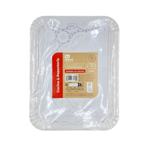 BANDEJAS CON BLONDA. BLANCAS. 22x28CM. (2u. X 12paq.) 1