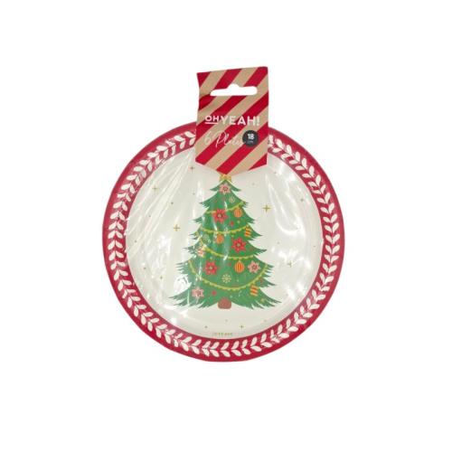 OH YEAH! PLATO ABETO NAVIDAD. 18CM. 6u. 1