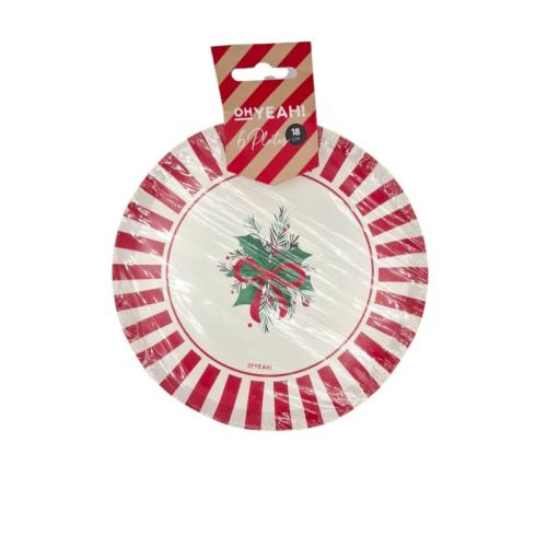 OH YEAH! PLATO POSTRE LAZO ROJO. 18cm. 6u. 1