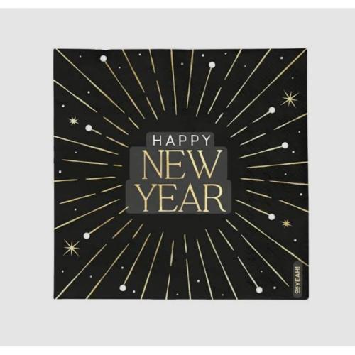 SERVILLETAS DOBLE CAPA HAPPY NEW YEAR. 33X33cm. 30u. 1
