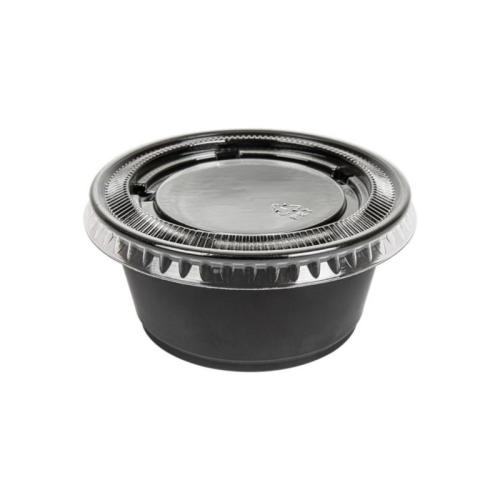 TARRINA PEQUEÑA / SALSERA NEGRA PP 100ML CON TAPA. 50u 1