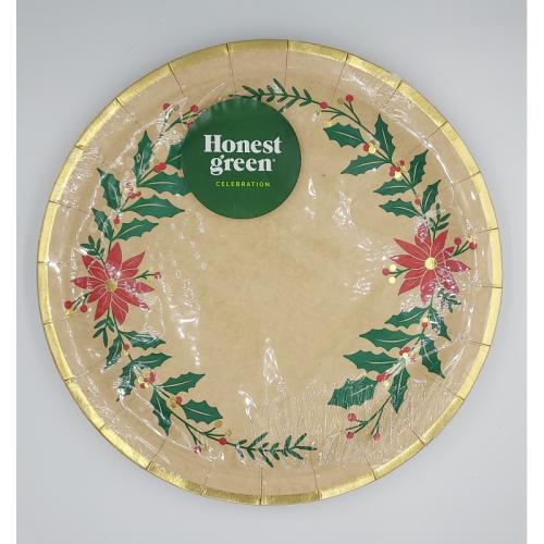 PLATOS CARTON 23cm 50 Un. HONEST GREEN LLANO BLANCO