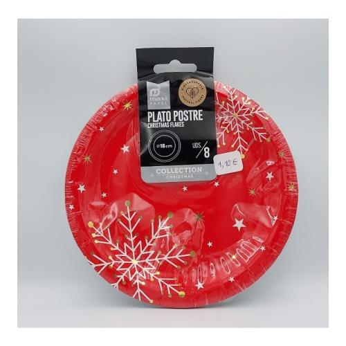 Plato Desechable Navidad Mod. Postre 18cm