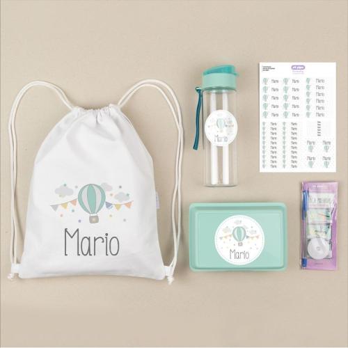 Pack Mi Equipo para el Cole con Petate Globo personalizado + Regalo 1