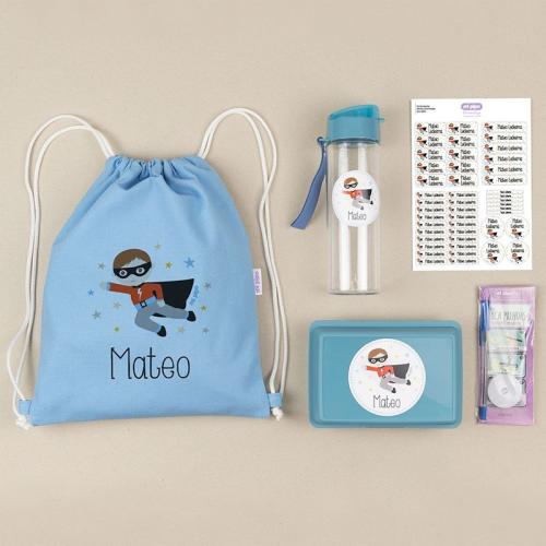 Pack Mi Equipo para el Cole con Petate Superhéroe personalizado +  1