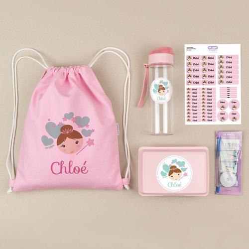 Pack Mi Equipo para el Cole con Petate Hada personalizado + Regalo 1