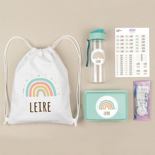 Pack Mi Equipo para el Cole con Petate Arcoíris Soft personalizado +  1