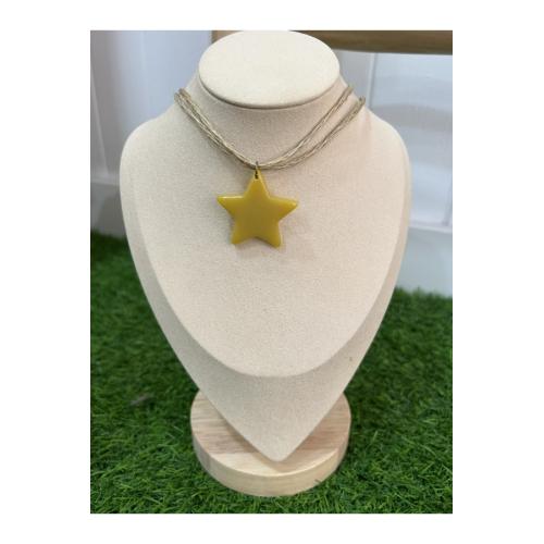 Colgante rafia estrella, color - mostaza 1