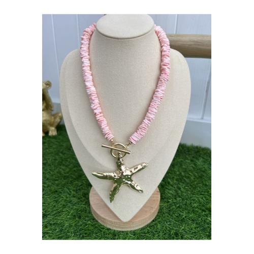 Collar piedras marinas, color - rosa 1