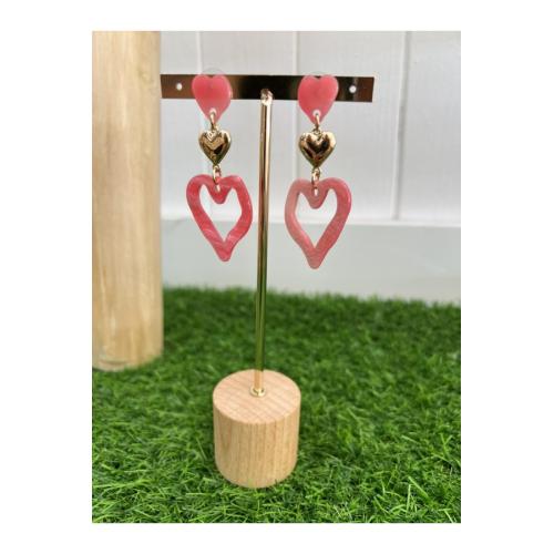 Pendientes corazon rosa 1