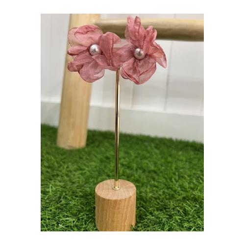 Pendientes flor perla, color - salmon 1