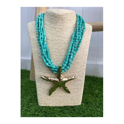 Collar estrella marina fluor, color - verde turquesa 1
