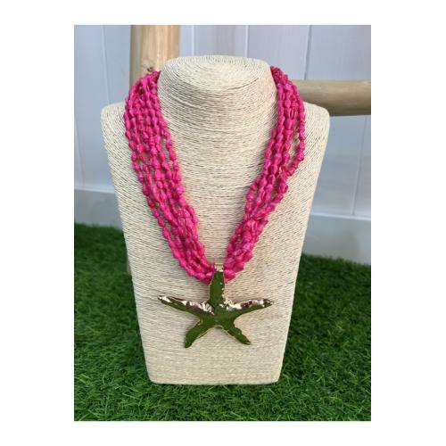 Collar estrella marina fluor, color - rosa flúor 1