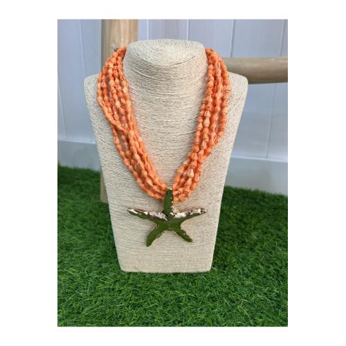 Collar estrella marina fluor, color - naranja fluor 1