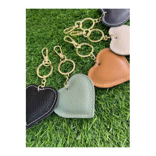 Llavero corazon piel, color - cafe 1