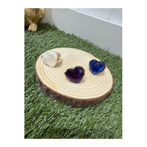 Anillo corazon elastico, color - azul cielo 1