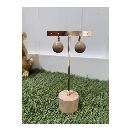 Pendientes bola beige 1