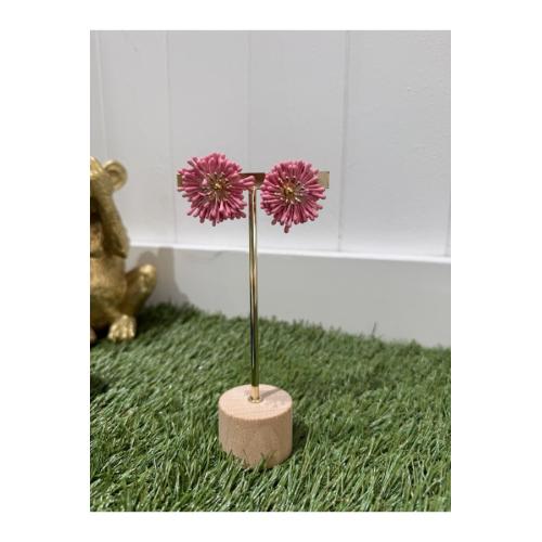 Pendientes flor rosa chicle 1