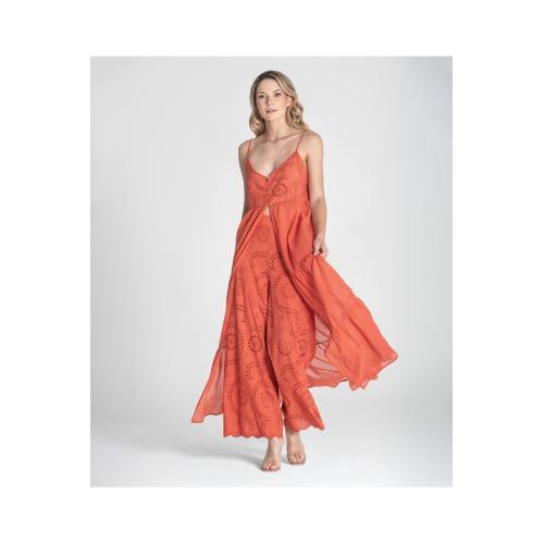 Vestido batista, color - teja, tallas - s/m 1