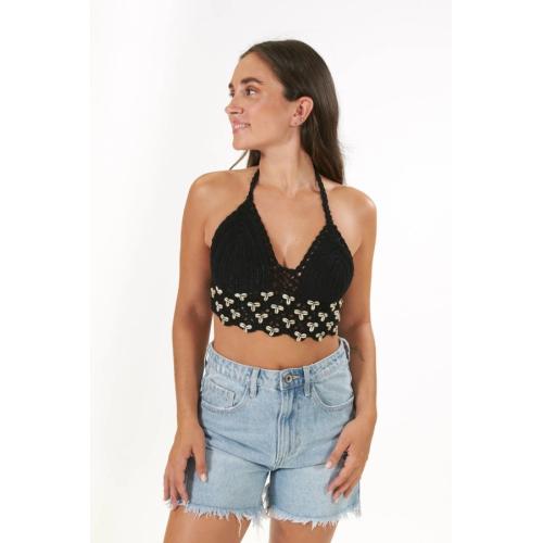 Top crochet grills, color - camel, tallas - talla unica 1