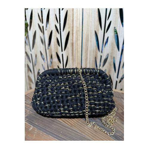 Bolso tejido negro oro 1