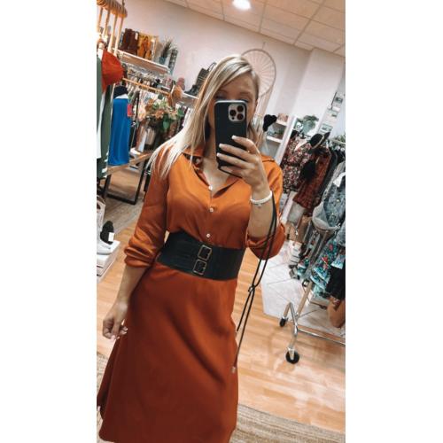 Falda saten, tallas - talla unica, color - caldera 1